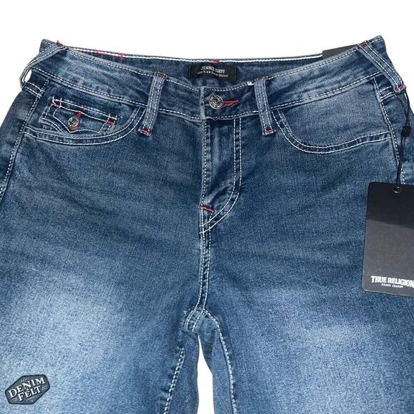 True Religion Women’s JENNIE MID RISE FLAP SKINNY Blue Denim JEAN | NEW/NWT!! - Picture 4 of 16